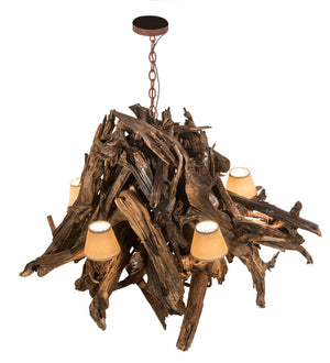 Meyda Tiffany - 197275 - Six Light Chandelier - Driftwood - Natural Wood/Rusty Nail