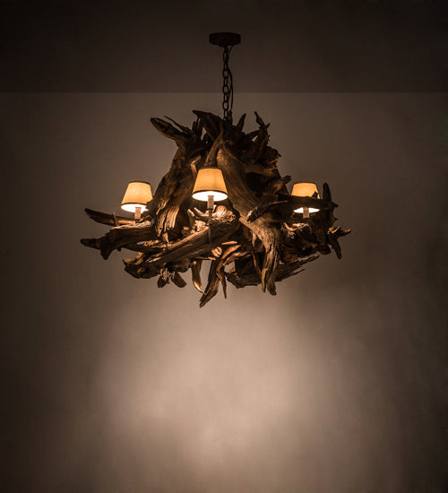 Meyda Tiffany - 197275 - Six Light Chandelier - Driftwood - Natural Wood/Rusty Nail