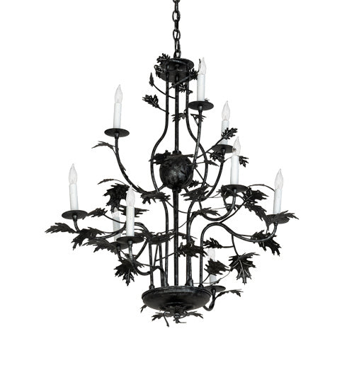 Meyda Tiffany - 232381 - Nine Light Chandelier - Oak Leaf - Gunmetal