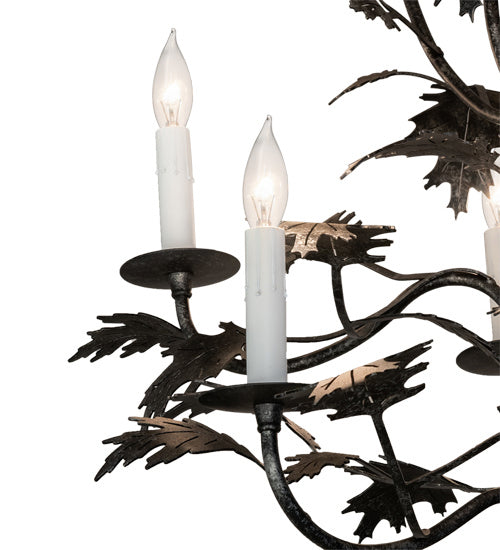 Meyda Tiffany - 232381 - Nine Light Chandelier - Oak Leaf - Gunmetal