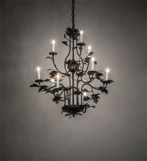 Meyda Tiffany - 232381 - Nine Light Chandelier - Oak Leaf - Gunmetal