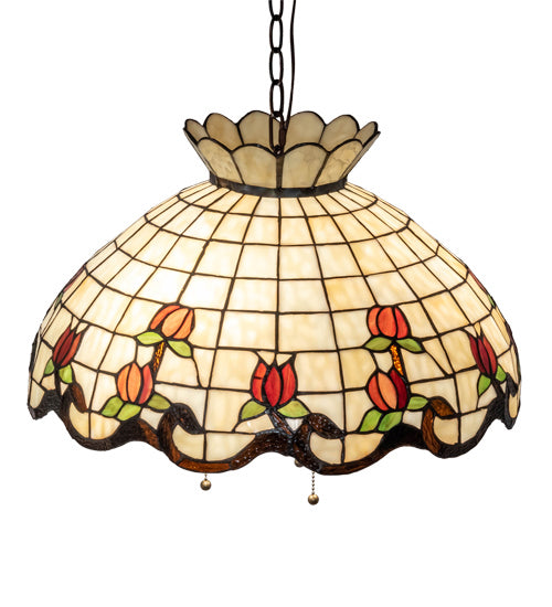 Meyda Tiffany - 232767 - Three Light Pendant - Roseborder - Mahogany Bronze