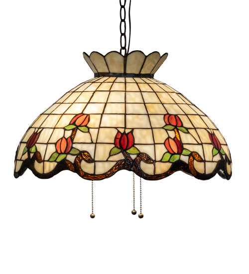 Meyda Tiffany - 232767 - Three Light Pendant - Roseborder - Mahogany Bronze