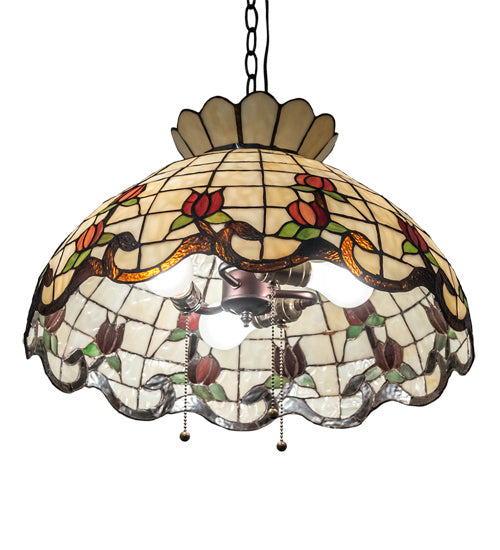 Meyda Tiffany - 232767 - Three Light Pendant - Roseborder - Mahogany Bronze