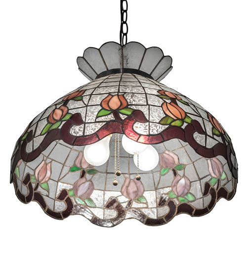 Meyda Tiffany - 232771 - Three Light Pendant - Roseborder - Mahogany Bronze