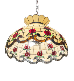 Meyda Tiffany - 232772 - Three Light Pendant - Roseborder - Mahogany Bronze