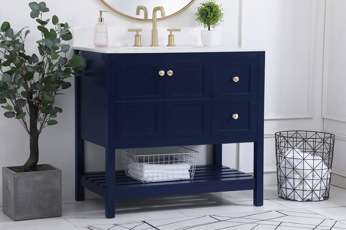 Elegant Lighting - VF16436BL-BS - Bathroom Vanity Set - Theo - Blue