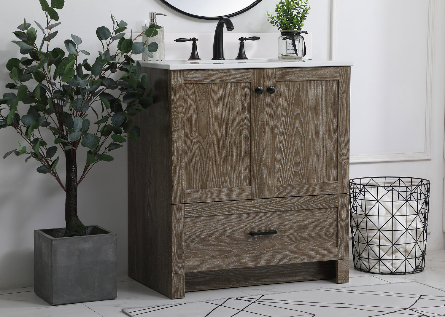 Elegant Lighting - VF2830WO-BS - Bathroom Vanity Set - Soma - Weathered Oak