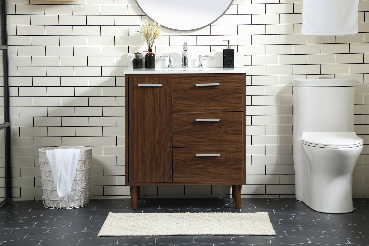 Elegant Lighting - VF47030MWT-BS - Vanity Sink Set - Baldwin - Walnut