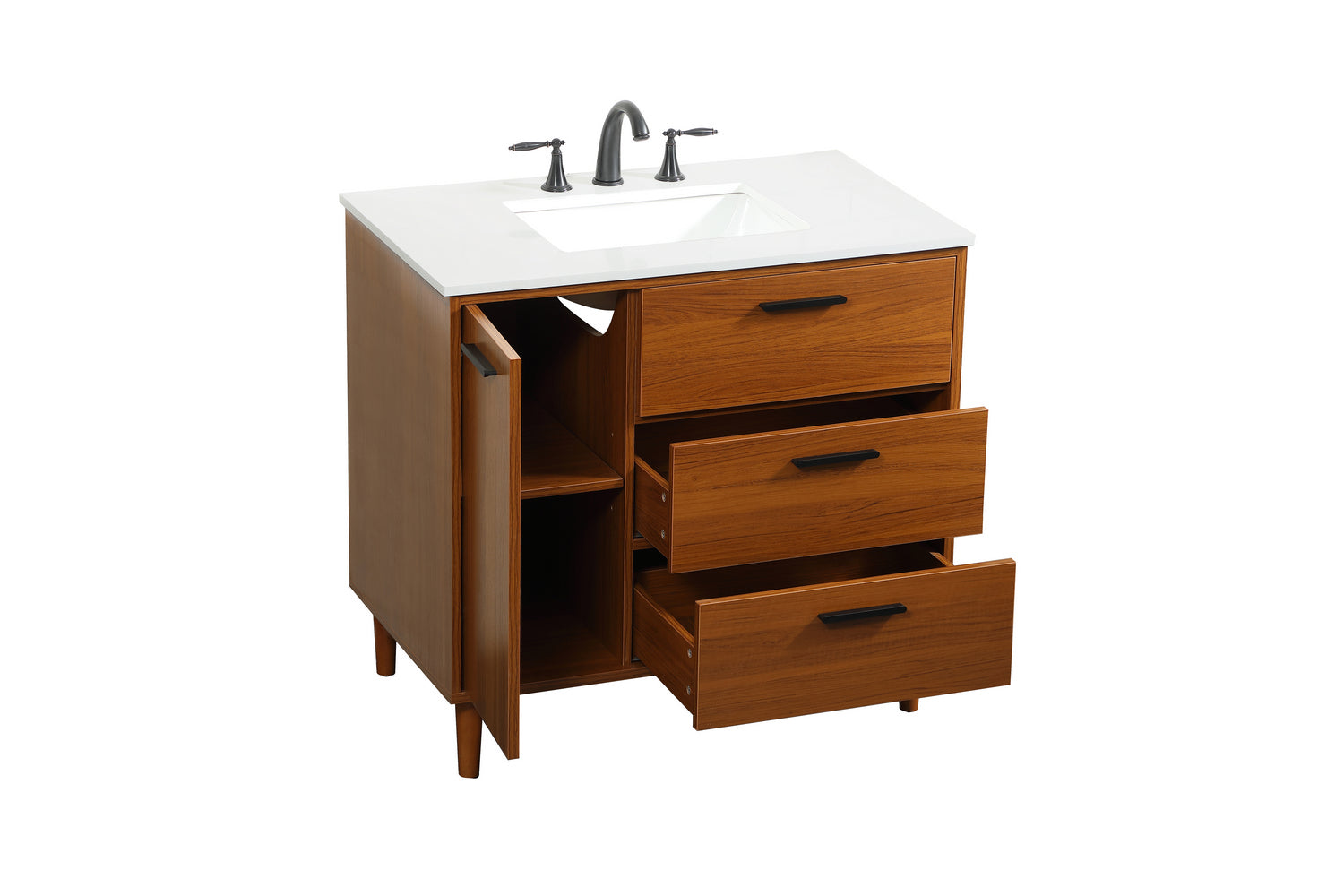 Elegant Lighting - VF47036MTK - Vanity Sink Set - Baldwin - Teak