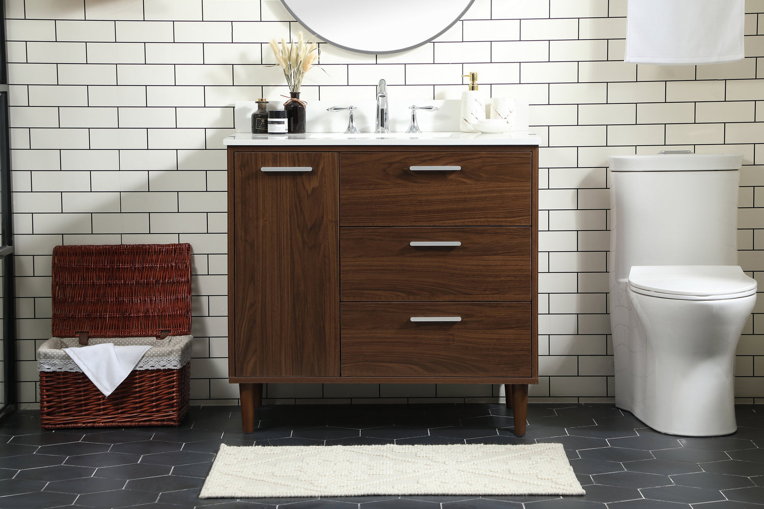 Elegant Lighting - VF47036MWT-BS - Vanity Sink Set - Baldwin - Walnut