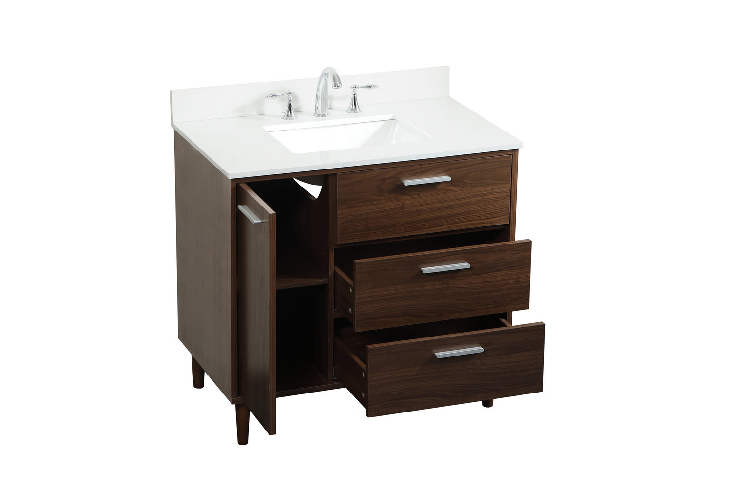 Elegant Lighting - VF47036MWT-BS - Vanity Sink Set - Baldwin - Walnut