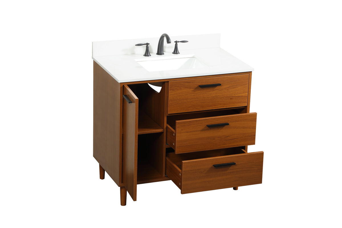 Elegant Lighting - VF47036MTK-BS - Vanity Sink Set - Baldwin - Teak