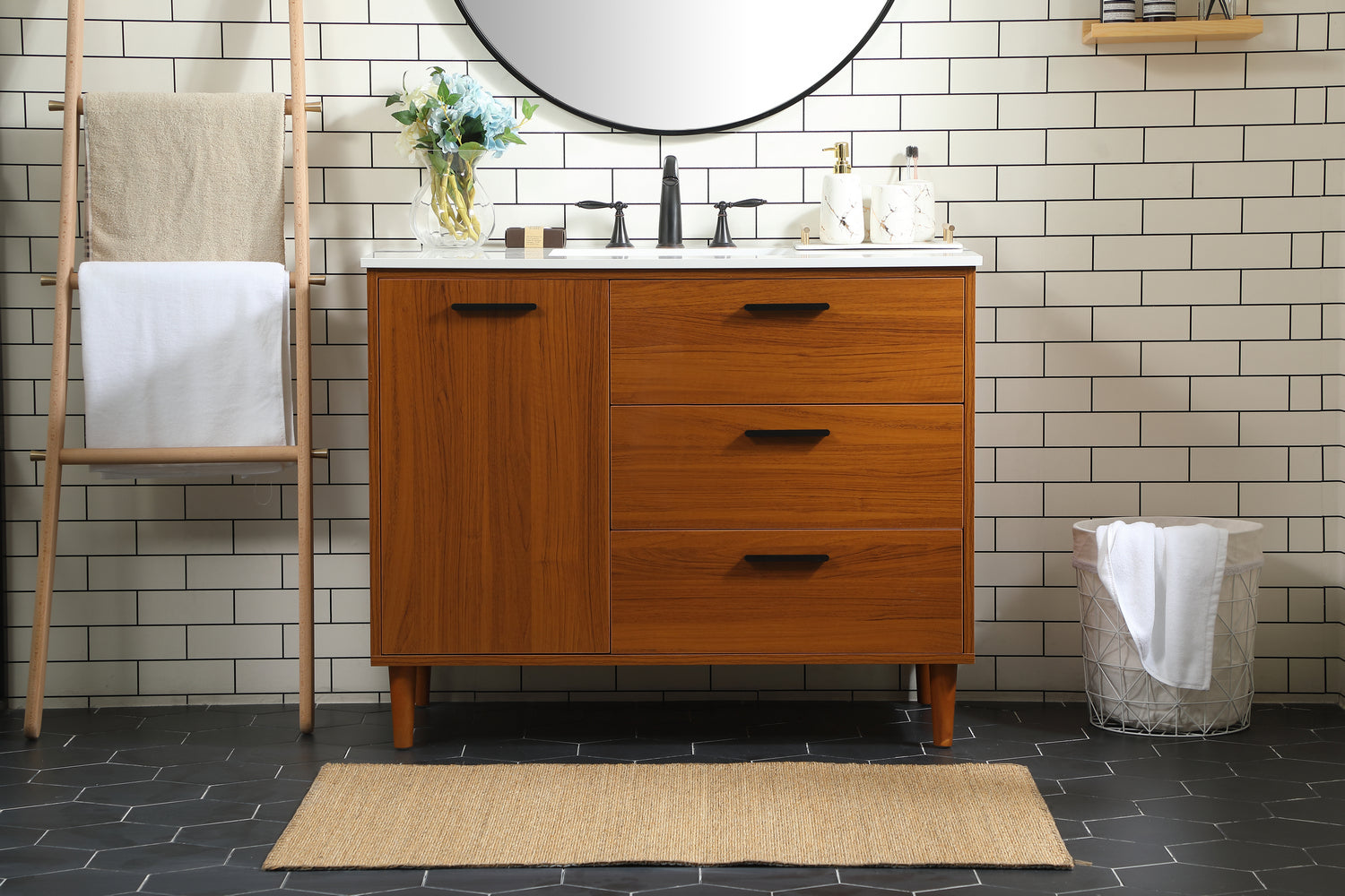 Elegant Lighting - VF47042MTK - Vanity Sink Set - Baldwin - Teak