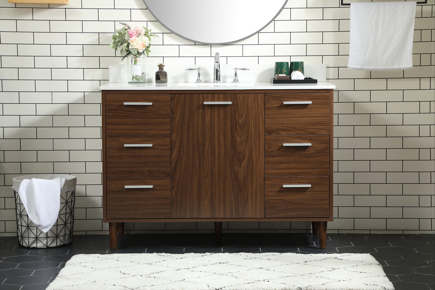 Elegant Lighting - VF47048MWT-BS - Vanity Sink Set - Baldwin - Walnut