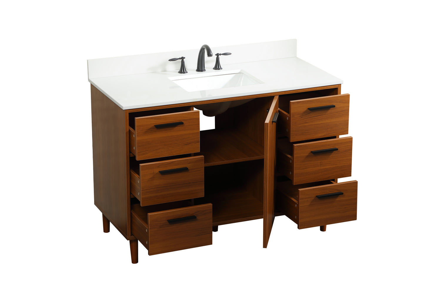 Elegant Lighting - VF47048MTK-BS - Vanity Sink Set - Baldwin - Teak