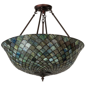 Meyda Tiffany - 229145 - Three Light Pendant - Tiffany Fishscale - Mahogany Bronze