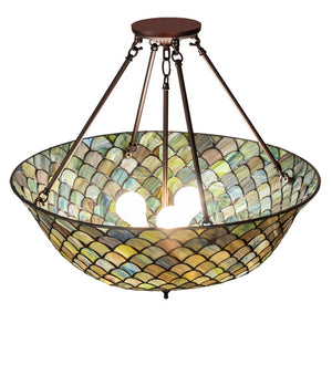 Meyda Tiffany - 229145 - Three Light Pendant - Tiffany Fishscale - Mahogany Bronze