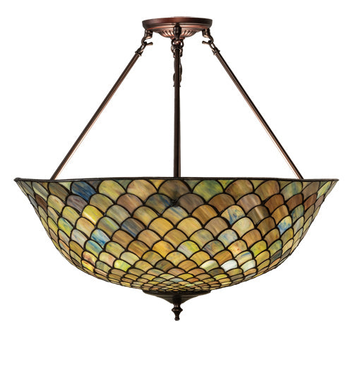 Meyda Tiffany - 229145 - Three Light Pendant - Tiffany Fishscale - Mahogany Bronze