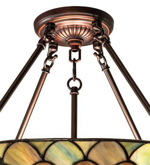 Meyda Tiffany - 229145 - Three Light Pendant - Tiffany Fishscale - Mahogany Bronze