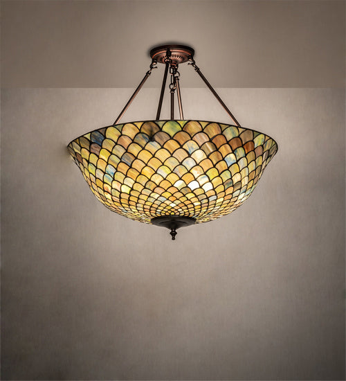 Meyda Tiffany - 229145 - Three Light Pendant - Tiffany Fishscale - Mahogany Bronze