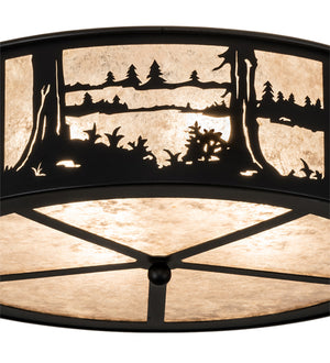 Meyda Tiffany - 237711 - Two Light Flushmount - Quiet Pond - Textured Black