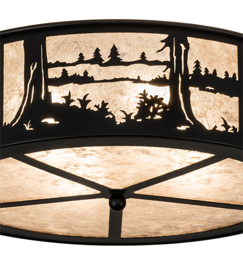 Meyda Tiffany - 237711 - Two Light Flushmount - Quiet Pond - Textured Black