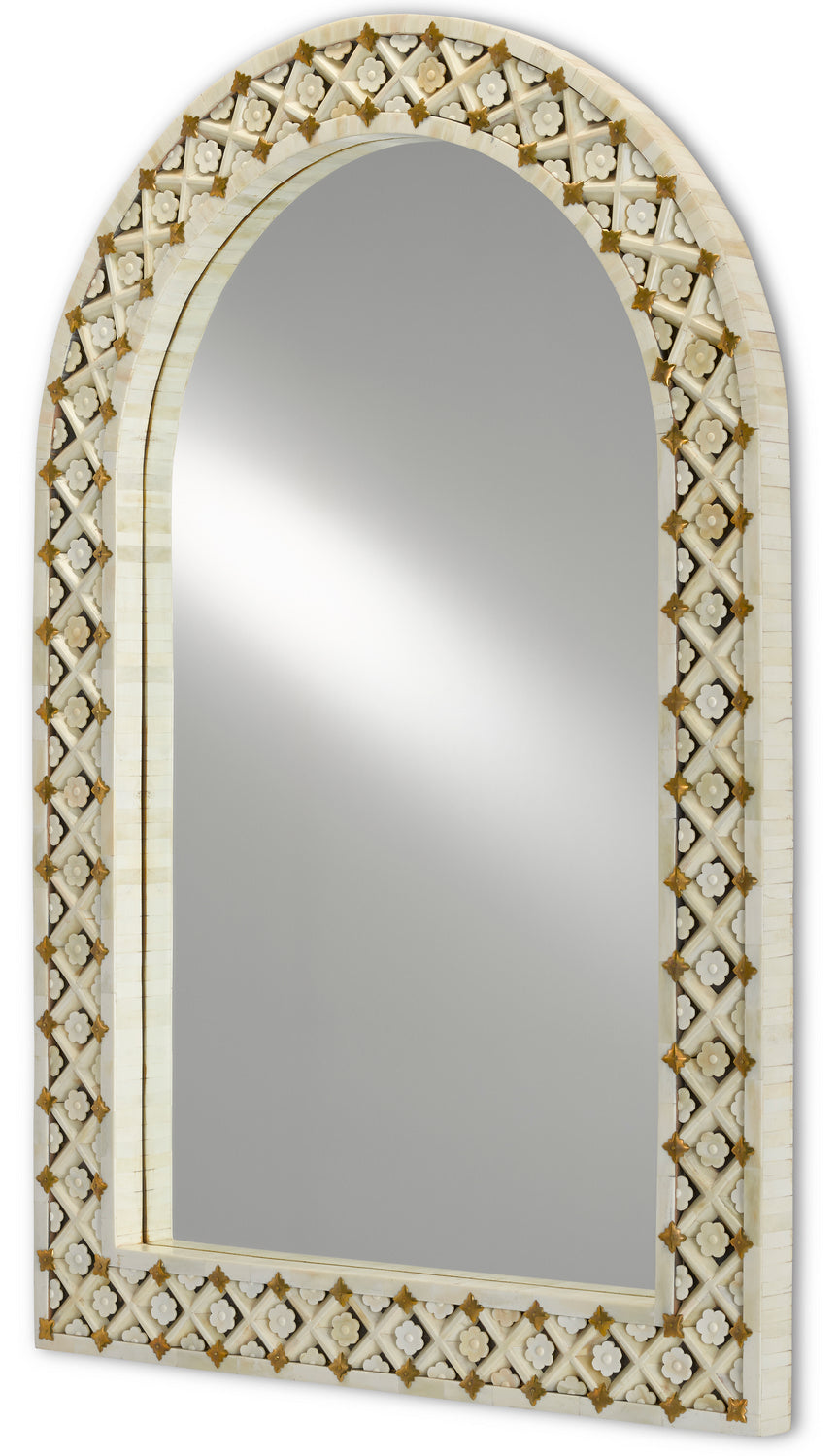 Currey and Company - 1000-0089 - Mirror - Ellaria - Natural Bone/Brass/Mirror