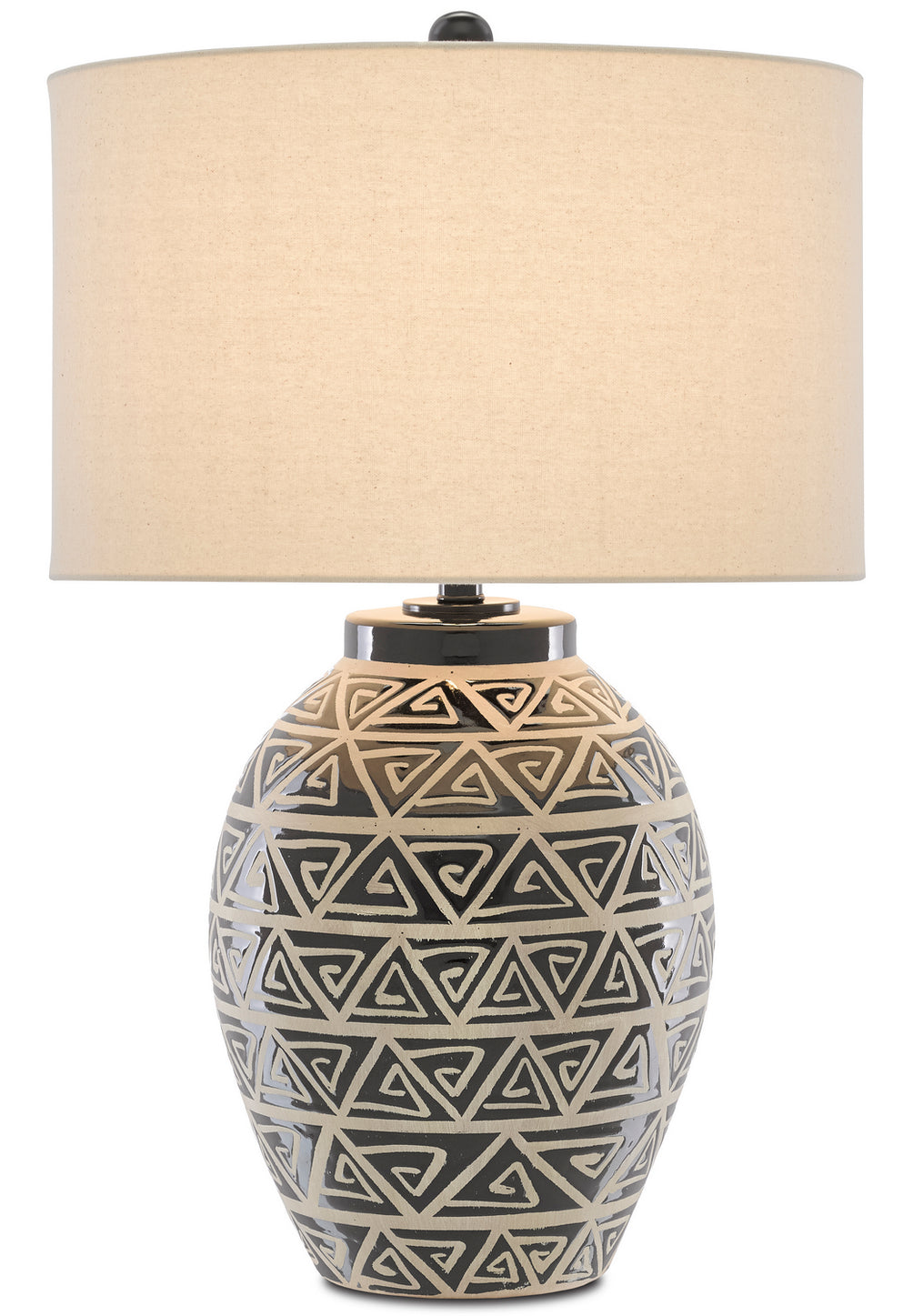 Currey and Company - 6000-0590 - One Light Table Lamp - Himba - Glossy Black/Sand