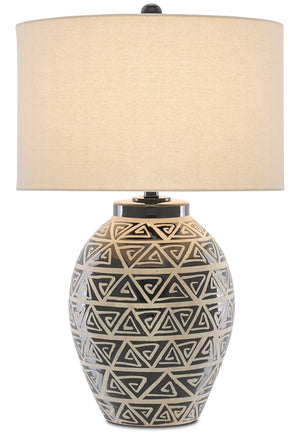 Currey and Company - 6000-0590 - One Light Table Lamp - Himba - Glossy Black/Sand