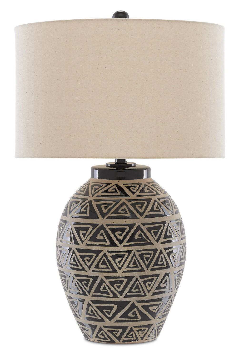 Currey and Company - 6000-0590 - One Light Table Lamp - Himba - Glossy Black/Sand