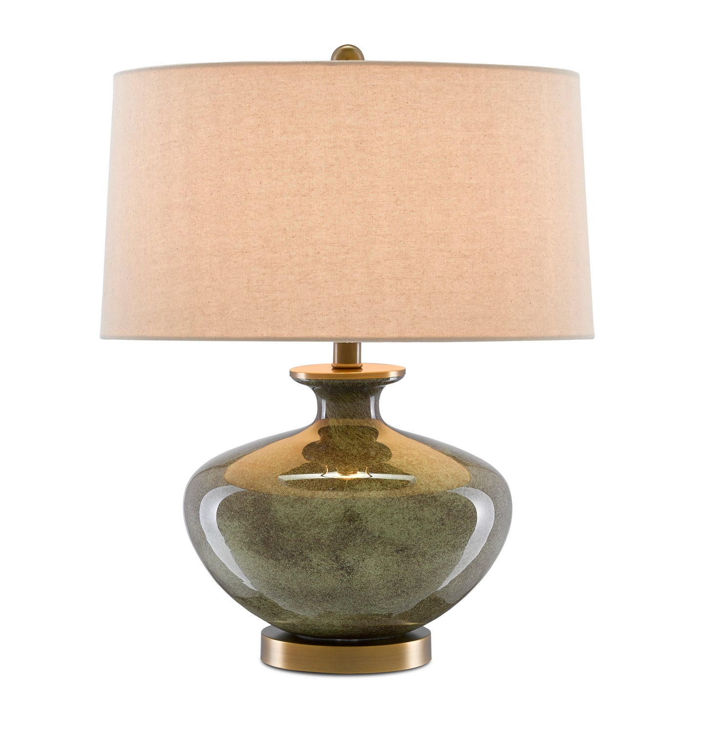 Currey and Company - 6000-0601 - One Light Table Lamp - Greenlea - Dark Gray/Moss Green/Antique Brass