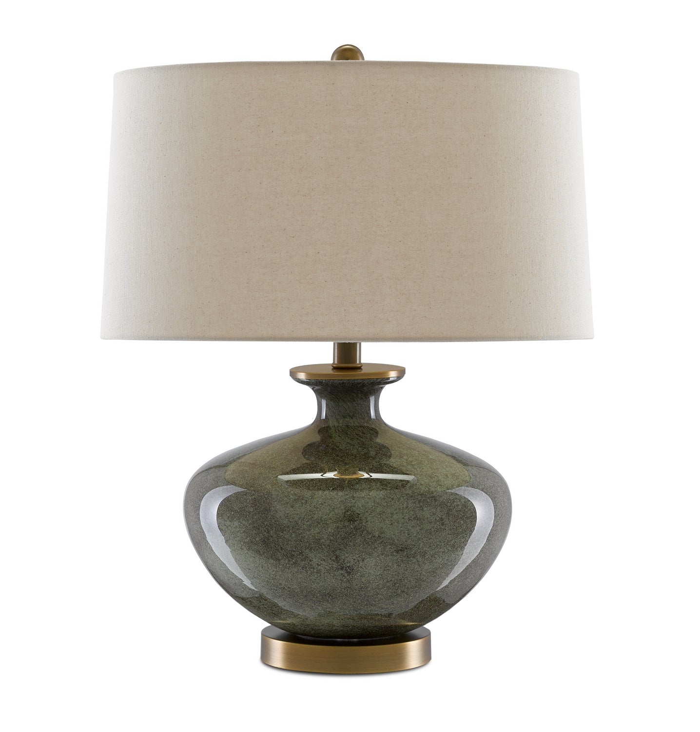 Currey and Company - 6000-0601 - One Light Table Lamp - Greenlea - Dark Gray/Moss Green/Antique Brass