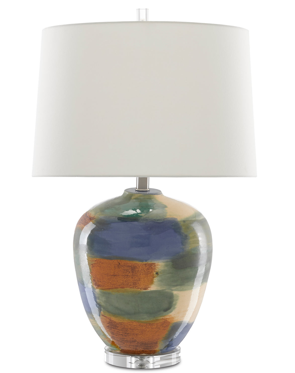 Currey and Company - 6000-0613 - One Light Table Lamp - Rainbow - Blue/Green/Sand/Rust/Clear