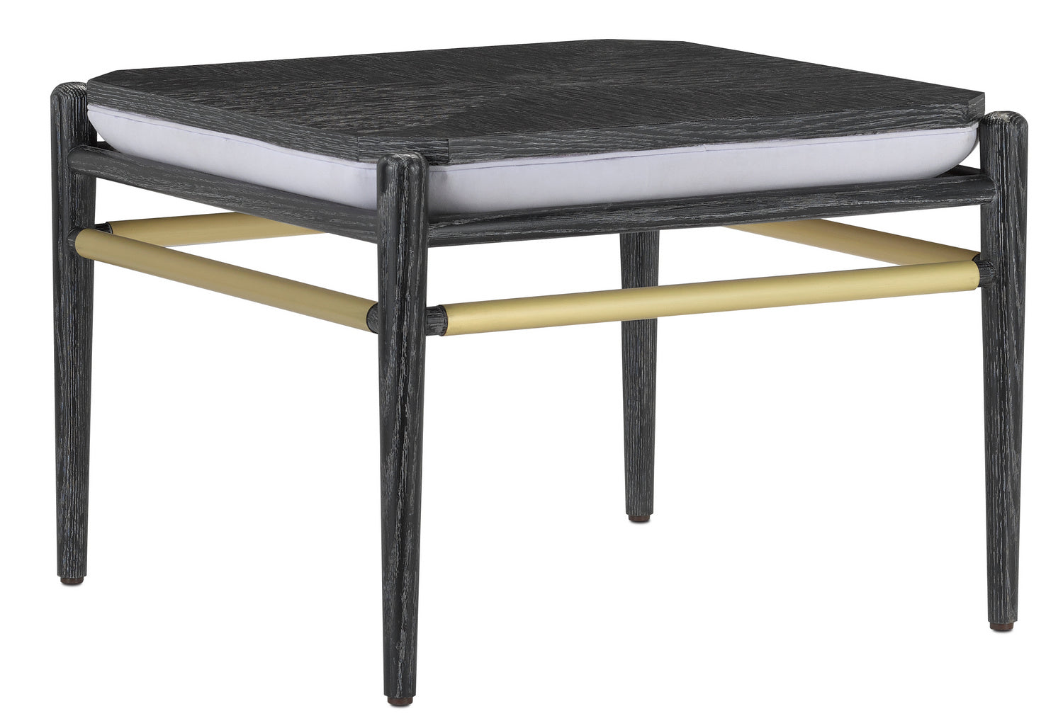 Currey and Company - 7000-0291 - Ottoman - Visby - Cerused Black/Brushed Brass