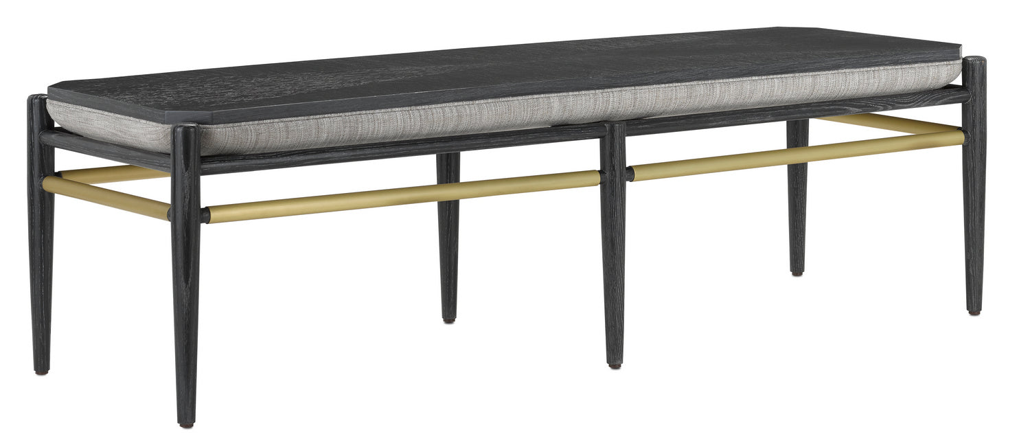 Currey and Company - 7000-0312 - Bench - Visby - Cerused Black/Brushed Brass