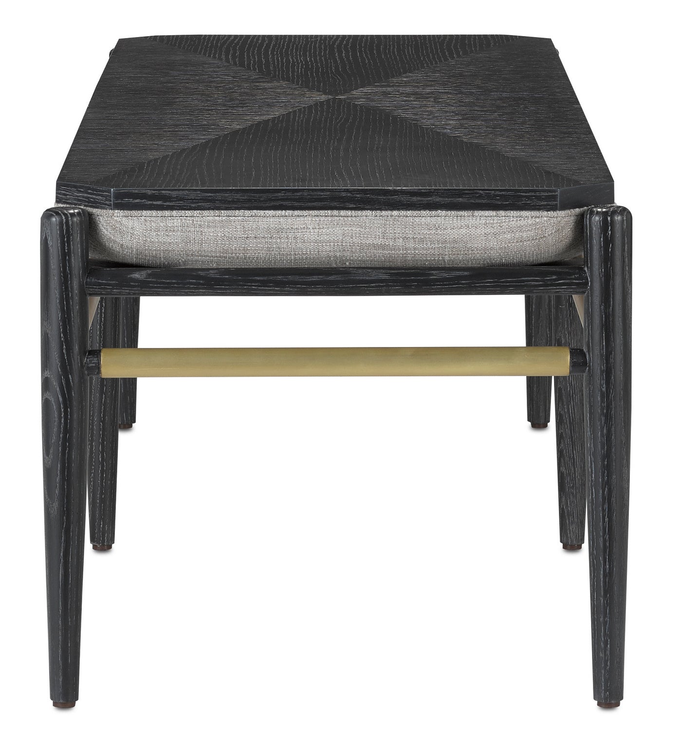 Currey and Company - 7000-0312 - Bench - Visby - Cerused Black/Brushed Brass