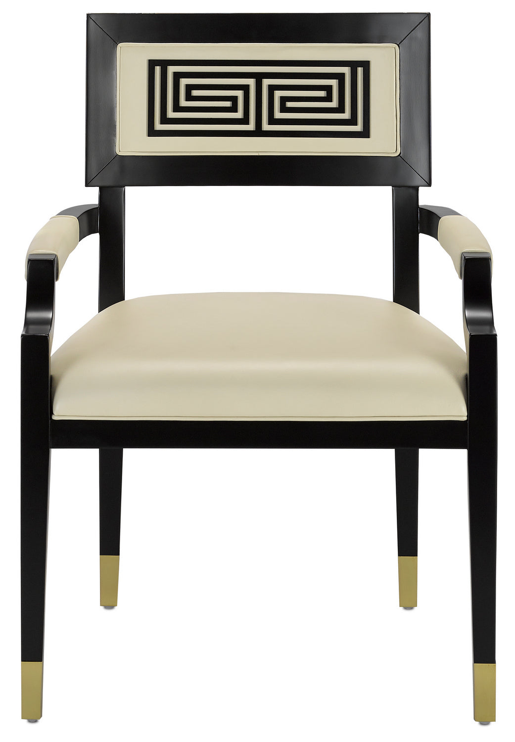 Currey and Company - 7000-0322 - Chair - Barry Goralnick - Caviar Black/Brushed Brass/Milk