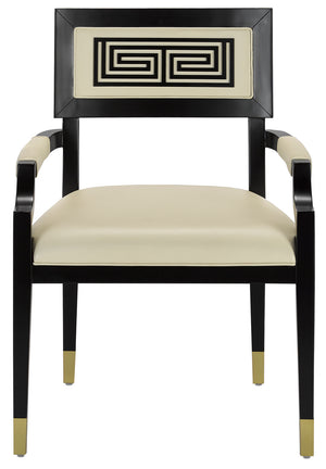 Currey and Company - 7000-0322 - Chair - Barry Goralnick - Caviar Black/Brushed Brass/Milk