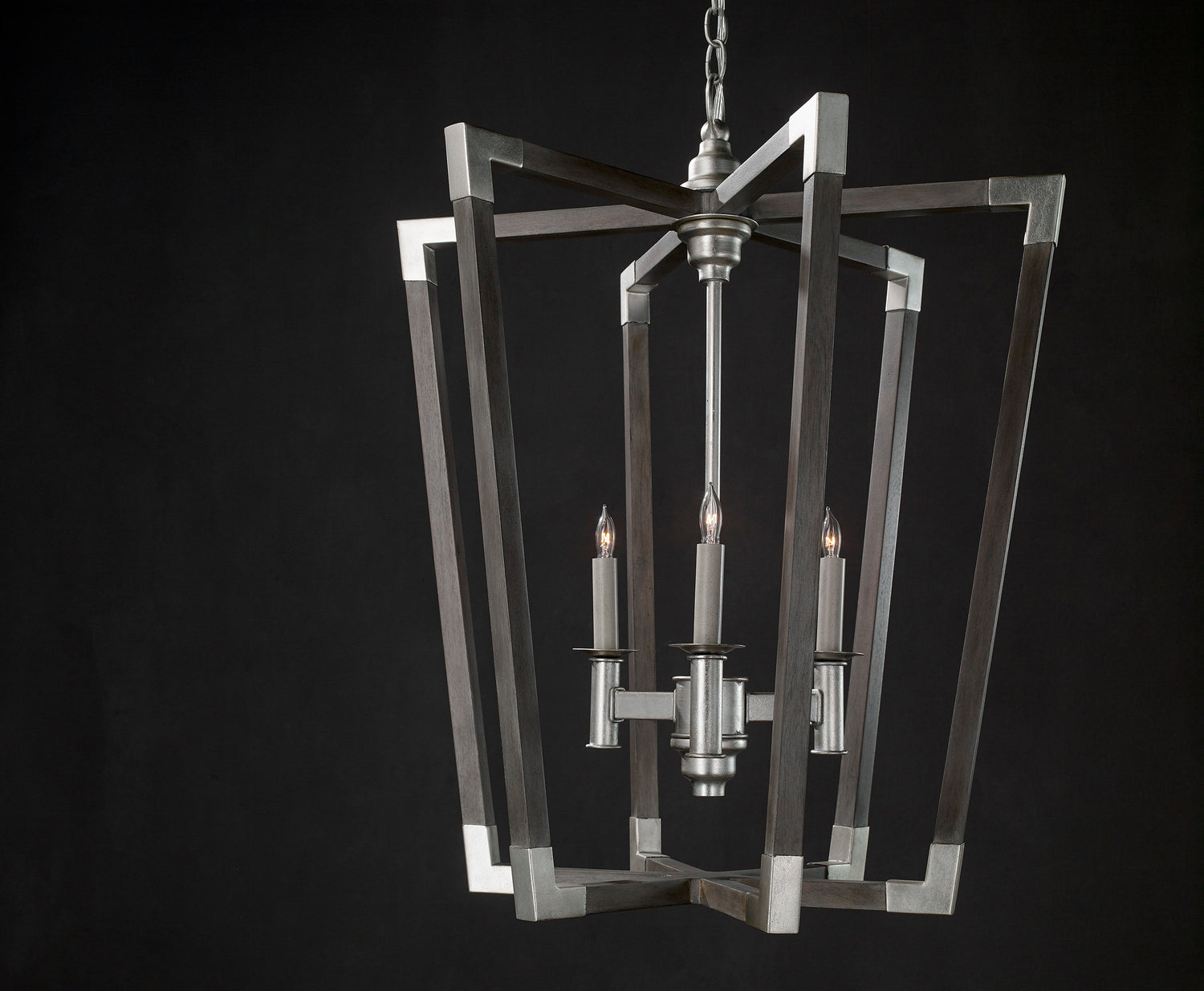 Currey and Company - 9000-0605 - Three Light Chandelier - Bastian - Chateau Gray/Contemporary Silver Leaf