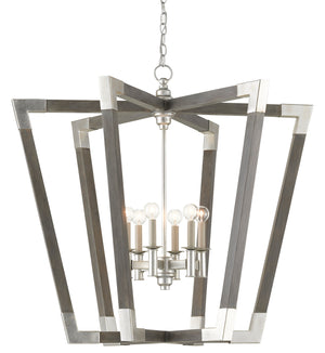 Currey and Company - 9000-0606 - Six Light Chandelier - Bastian - Chateau Gray/Contemporary Silver Leaf