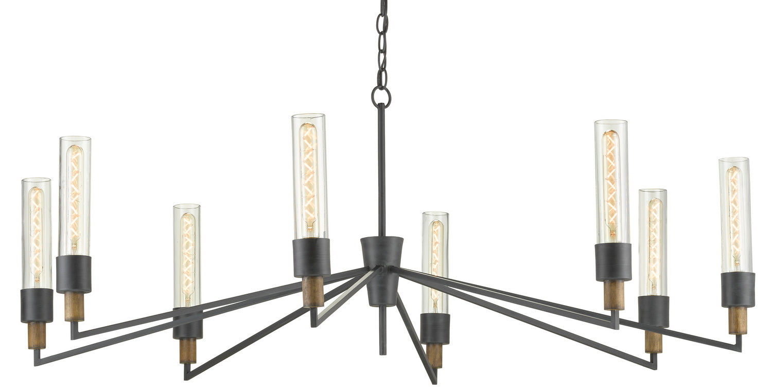 Currey and Company - 9000-0607 - Eight Light Chandelier - Delgado - Antique Black/Reclaimed Wood