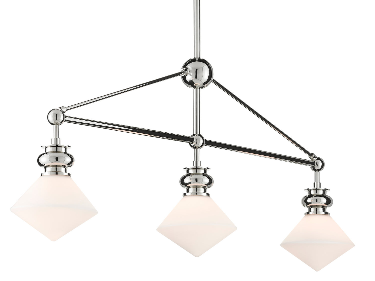 Currey and Company - 9000-0614 - Three Light Chandelier - Rycroft - Polished Nickel/White