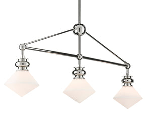 Currey and Company - 9000-0614 - Three Light Chandelier - Rycroft - Polished Nickel/White