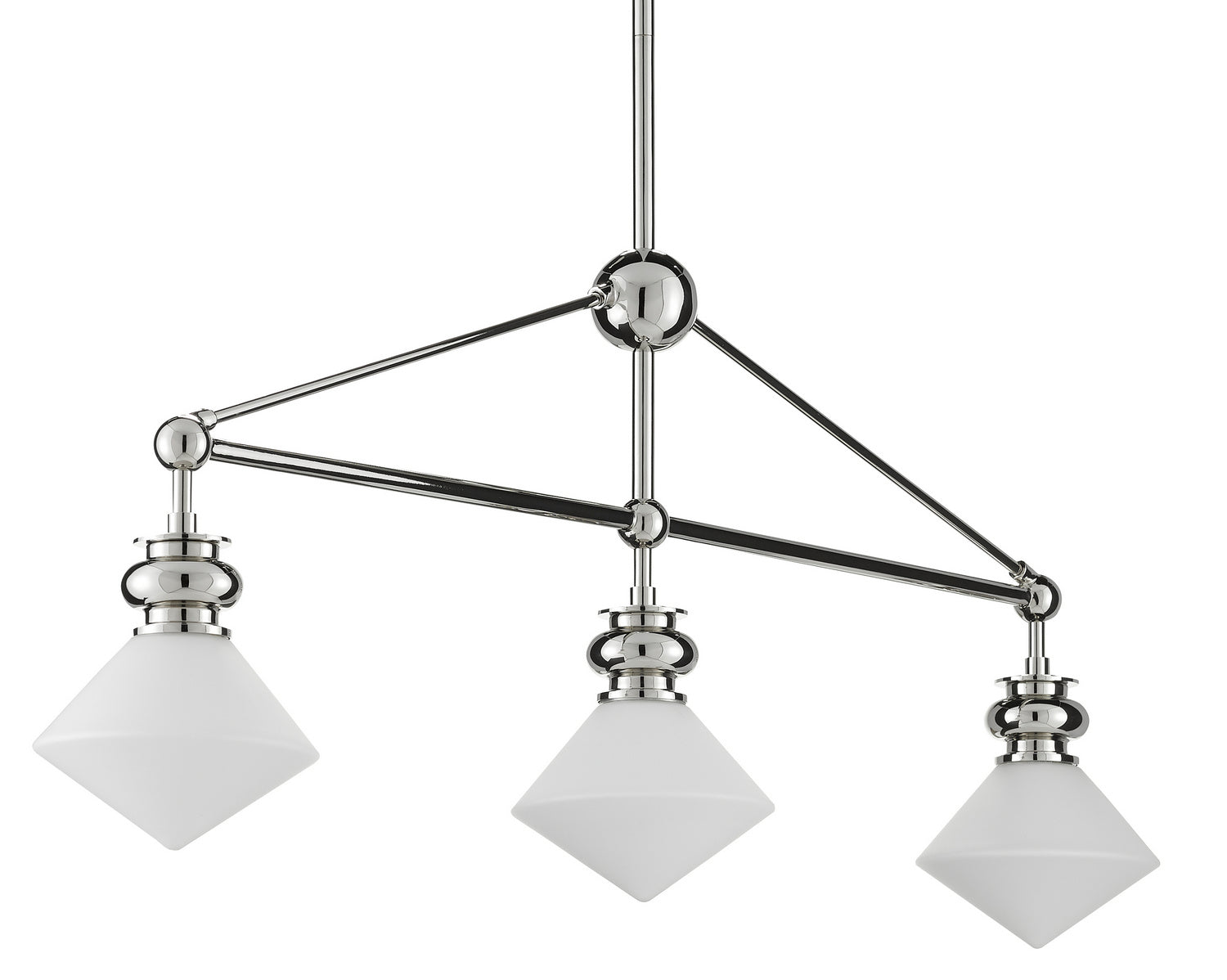 Currey and Company - 9000-0614 - Three Light Chandelier - Rycroft - Polished Nickel/White