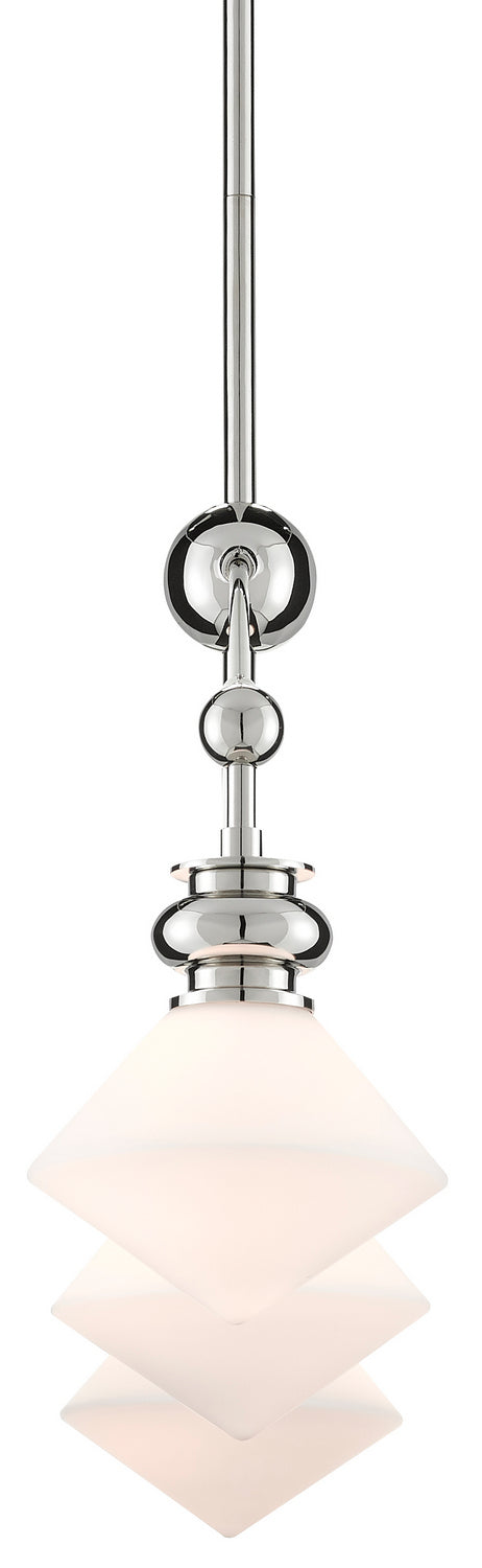 Currey and Company - 9000-0614 - Three Light Chandelier - Rycroft - Polished Nickel/White