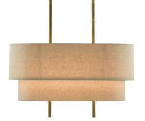 Currey and Company - 9000-0620 - Four Light Chandelier - Combermere - Antique Brass/Linen