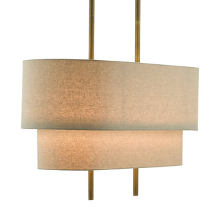 Currey and Company - 9000-0620 - Four Light Chandelier - Combermere - Antique Brass/Linen