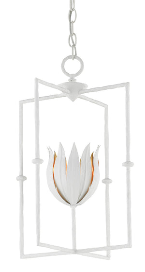 Currey and Company - 9000-0630 - One Light Lantern - Tulipano - Gesso White/Contemporary Gold Leaf