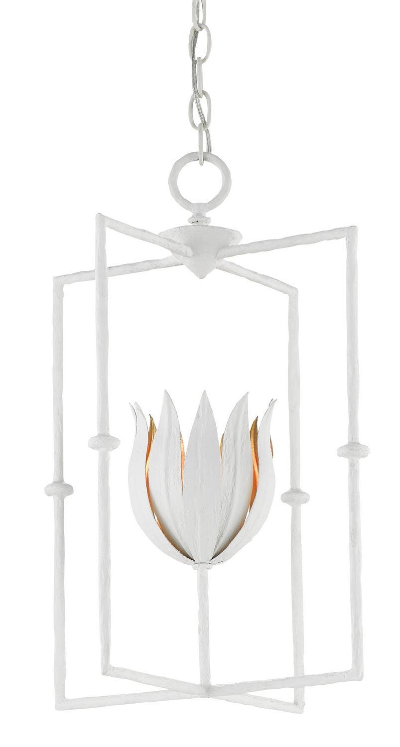 Currey and Company - 9000-0630 - One Light Lantern - Tulipano - Gesso White/Contemporary Gold Leaf